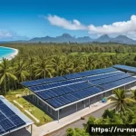 Home 14 나우루와 호주의 관계 - A vibrant scene depicting a community infrastructure project on a small Pacific island, showing loca...